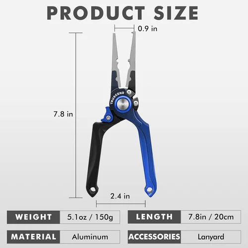 Vista 2 de TRUSCEND Easy Use Lockable Fishing Pliers with Tungsten Carbide Cutter, Innovative Ergonomic Handy Handle, Saltwater Corrosion Resistant Teflon