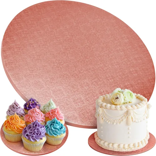 Vista 10 de Tablas para Pasteles - Paquete de 4, 12 pulgadas, Azul - Bases Redondas Reutilizables para Pasteles para Postres Espectaculares - Bases de Cartón