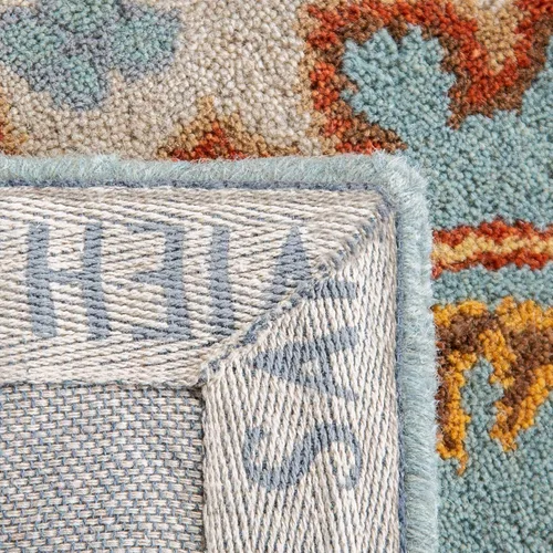 Vista 6 de SAFAVIEH Heritage Collection - Alfombra de área de 5 x 8 pies, azul claro y marfil, hecha a mano, lana oriental tradicional, ideal para zonas
