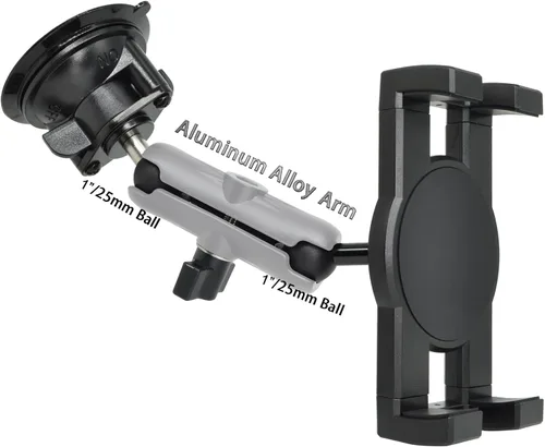 Vista 2 de VAUBORTTI Soporte para iPad para parabrisas de tablero de automóvil, brazo de aluminio resistente, soporte de succión para tableta para ventana
