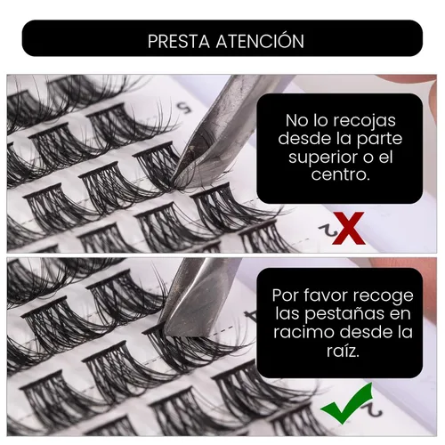 Vista 5 de Pestañas en racimo, 72 pestañas individuales, extensiones de pestañas postizas, kit de extensión de pestañas postizas reutilizables, aspecto