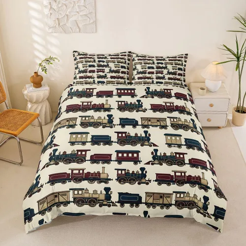 Vista 39 de Feelyou Race Car Duvet Cover Twin Size Boys Girls Speed Sports Car Bedding Set Breathable Soft Racing Comforter Cover 2Pcs Black White Checked Azure