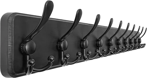 Vista 14 de Dseap Perchero de Pared Montado - 5 Ganchos Triangulares, Resistente, Perchero de Pared de Madera para Abriggos, Sombreros, Chaquetas, Ropa, Negro
