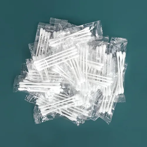 Vista 4 de Paquete de 100 hisopos de algodón, envueltos individualmente, palitos de papel de doble punta envueltos individualmente para orejas, maquillaje