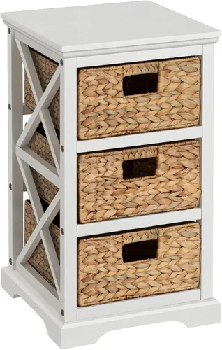 Vista 8 de eHemco Hampton Meadows - Armario de almacenamiento con extremo X de 5 niveles con 5 cestas de mimbre, color blanco
