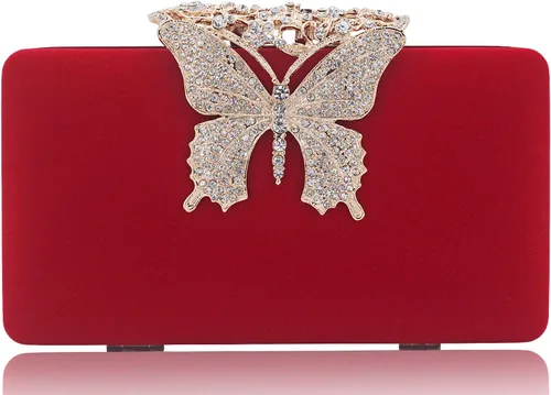 Vista 9 de Dexmay - Bolso de noche para mujer con cierre de mariposa y diamantes de imitación