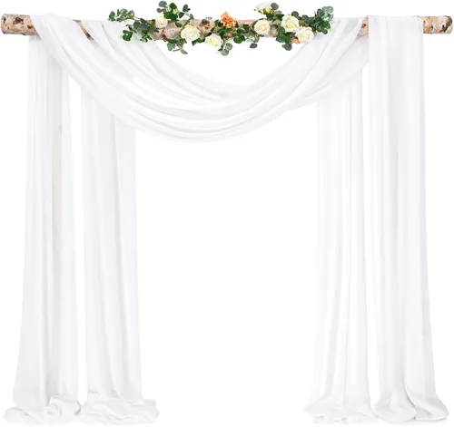 Vista 48 de Tela para Cubrir Arco de Boda, 4 Paneles 71 cm x 6,1 m Telas para Arco de Boda Azul Bebé para Ceremonia, Telas de Gasa para Decoración de Arco