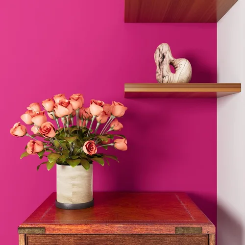 Vista 5 de LACHEERY Papel tapiz rosa intenso para dormitorio, papel tapiz texturizado mate, 12 x 160 pulgadas, papel adhesivo rosa magenta para armarios