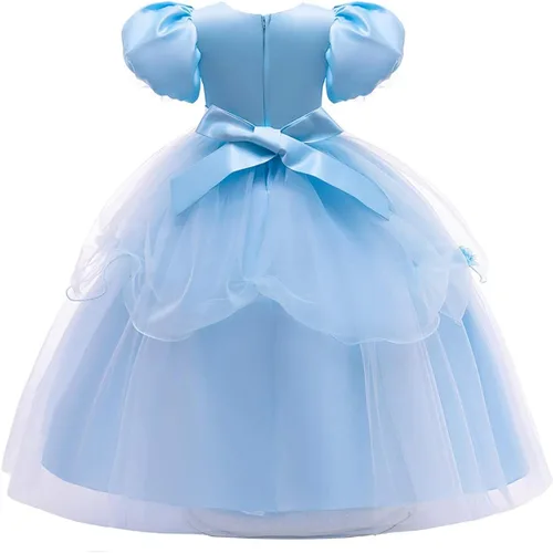 Vista 31 de Vestido de cumpleaños de princesa Cenicienta para niñas, disfraz de Halloween, concurso de Navidad, fiesta de baile con accesorios