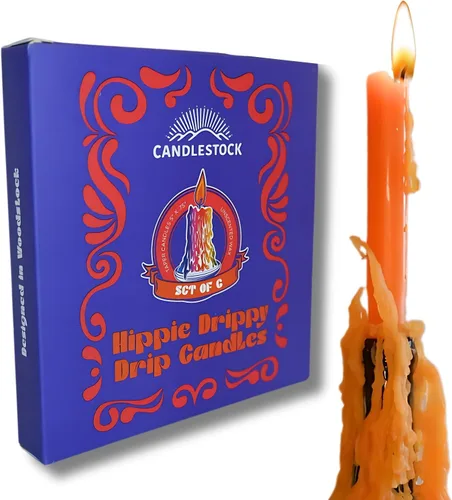 Vista 3 de Candlestock Hippie Drippy Drip Candles - Paquete de 6 velas de goteo para botellas de vino (verde)