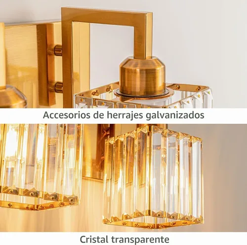 Vista 5 de Moderna lámpara de cristal para pared/tocador de baño, de 5 luces, color cromo Oro torcido