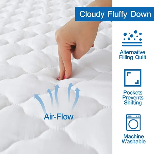 Vista 6 de Coldwind Sábana para cuna de 31 x 75 pulgadas y protector de colchón impermeable para cuna de 30 x 75 pulgadas, color blanco