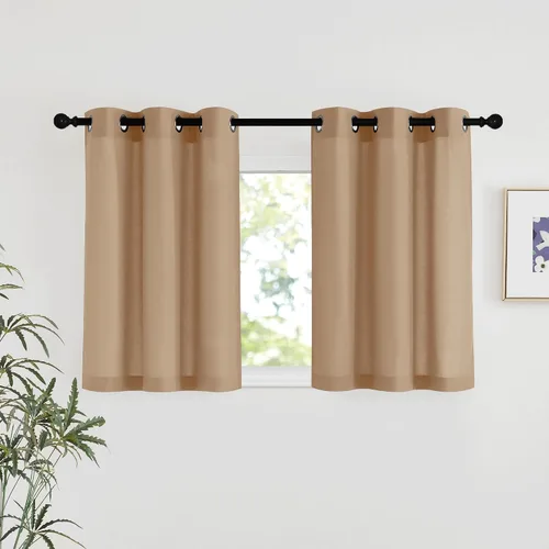 Vista 148 de NICETOWN - Cortinas de lino angora para ventana de cocina sobre el fregadero, con ojales, lino grueso angora, tratamientos cortos para ventanas
