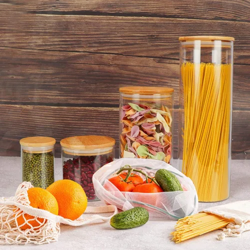 Vista 9 de DHSBTLS Tarros de vidrio de 6 onzas con tapas de bambú, juegos de recipientes herméticos de vidrio de borosilicato, contenedor de almacenamiento