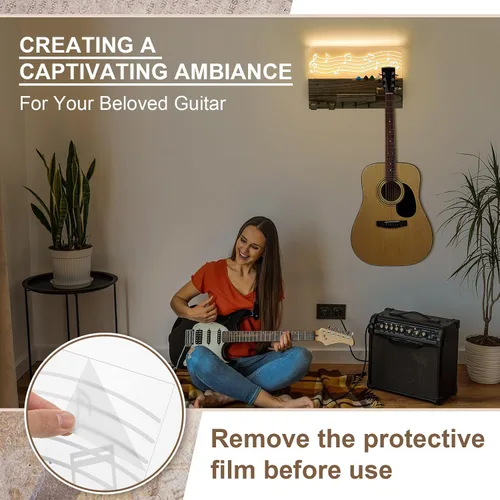 Vista 5 de Threehoney - Soporte de pared para guitarra con 3 ganchos, color claro