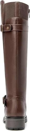 Vista 6 de SelenePair Botas altas hasta la rodilla para mujer, botas de tacón bajo y elásticas, punta redonda, con cremallera lateral, botas de invierno