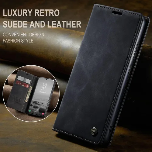 Vista 3 de Kowauri Funda para Samsung Galaxy S23, diseño clásico de piel con cierre magnético, con ranura para tarjetero, a prueba de golpes, funda protectora