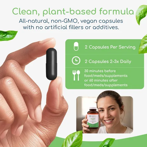 Vista 7 de Binder Blend – Suplemento de toxina aglutinante, cápsulas de desintoxicación para un intestino sano – 180 cápsulas – 90 porciones – 960 mg de carbón