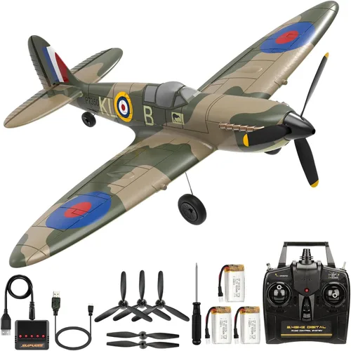 Vista 10 de ANTSIR Avión RC P51 para adultos y niños, avión de control remoto de 4 canales con Aileron/timón/elevador/giroscopio, planeador de caza Mustang