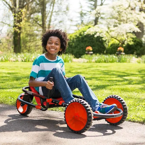 Vista 5 de YBIKE Explorer - Go Kart de 3 ruedas para niños, juguetes de paseo para niñas y niños, a partir de 4 años, dirección con asas, marco y asiento