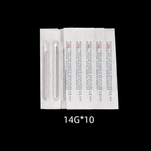 Vista 6 de ATOMUS - Agujas para piercings corporales, calibres 14G / 16G, acero inoxidable estéril desechable, adecuadas para piercing de oreja, nariz