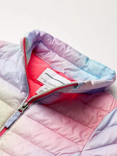 Vista 2 de Tienda Essentials - Chaqueta acolchada para niña, ligera, impermeable y fácil de guardar con cuello alto falso