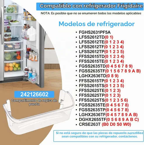 Vista 5 de 242126602 LFSS2612TF0 Refrigerator Door Bin for Frigidaire Door Shelf Parts Replacement Bottom Fridge Door Shelf FFSS2615TS0 LFSS2612TE0
