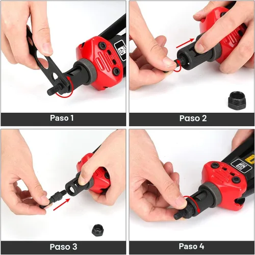 Vista 8 de GIANTISAN Kit de herramientas de tuerca de remache, kit de herramientas de tuerca remachadora de 16 pulgadas con 12 mandriles métricos y SAE, kit