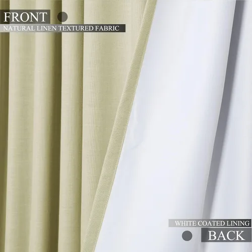 Vista 4 de Fcosie 38 pulgadas de ancho x 45 pulgadas de largo, cortinas de lino 100% opacas con revestimiento blanco, cortinas con aislamiento térmico, paneles