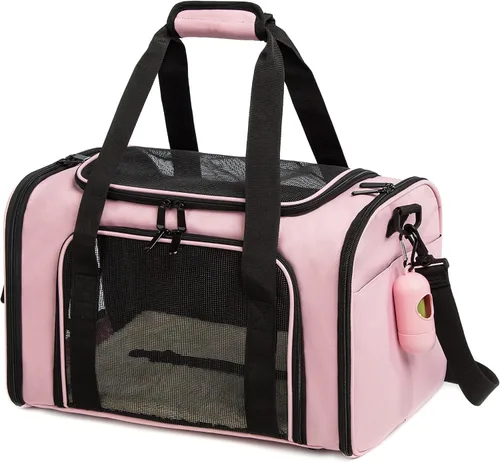 Vista 5 de Transportador de gatos para perros y mascotas, bolsas para gatos pequeños y medianos, perros y cachorros de 15 libras, de lado suave, aprobado por