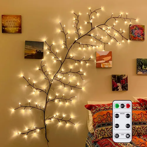 Vista 11 de Luces de vid de sauce para marco de ventana: decoraciones de Navidad de 7.9 pies, luces de hadas de vid de sauce para decoración de pared