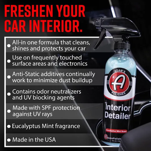 Vista 2 de Adam's Limpiador multipropósito para interior de automóviles, olor Eucalipto Menta