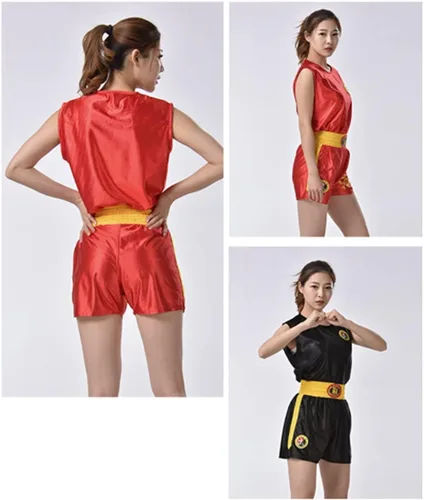 Vista 4 de Conjunto de uniforme de boxeo, pantalones cortos, ropa de boxeo en estilo chino para combate de arena