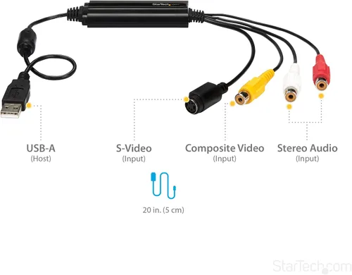 Vista 5 de StarTech Adaptador USB de captura de video, solo Windows, cable (SVID2USB232) S-Video/Composite to USB 2.0 SD Video Capture Device Cable, TWAIN
