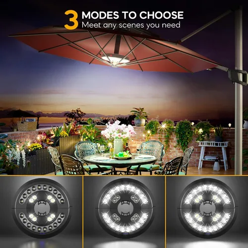 Vista 2 de Paquete de 2 luces Eletorot para sombrilla de patio, luces recargables al aire libre para decoración de patio, luces de mesa de patio, luz de poste