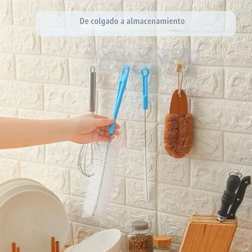Vista 5 de Cepillo limpiador de botellas de 16 pulgadas para botellas de agua, cepillo de botella de mango largo para limpiar botellas deportivas de cuello