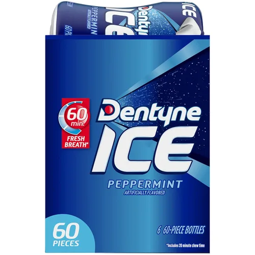 Vista 10 de Dentyne Ice Peppermint - Goma de mascar sin azúcar, 6 botellas de 60 piezas (360 piezas en total)