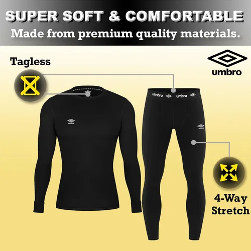 Vista 2 de Umbro Conjunto de capa base para hombre, parte superior e inferior, camisas de compresión para hombres, pantalones de compresión para hombre