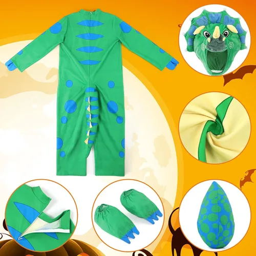 Vista 7 de Dinosaur Costume for Kids, Halloween Costumes for Toddlers Boys Girls, Triceratops Costumes for Trick or Treating