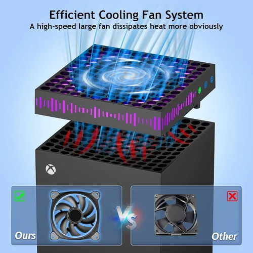 Vista 5 de Narati Ventilador de refrigeración para tira de luz Xbox Series X RGB y 3 ganchos desmontables, sistema de enfriamiento de ventilador superior 4