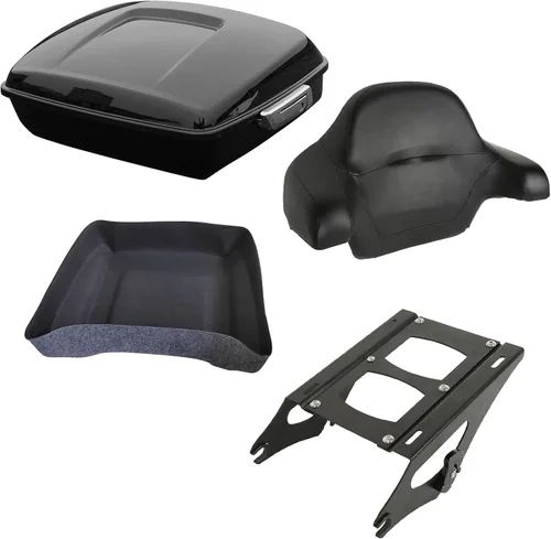Vista 17 de XFMT Maleta negra mate cortada de 10.7 pulgadas con pestillo para Harley Trunk Touring Road King Street Glide Road Glide Electra Glide 2014-2025