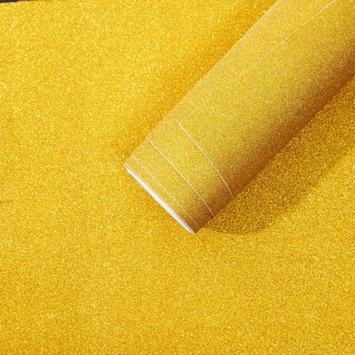 Vista 5 de Bright Creations Rollo de papel dorado para póster, rollo de papel adhesivo para manualidades y álbumes de recortes, hojas de purpurina dorada