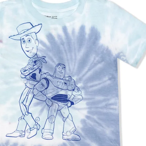 Vista 3 de Disney Toy Story Woody and Buzz Lightyear - Camiseta para niños pequeños y grandes, color azul y blanco