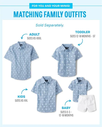 Vista 2 de The Children's Place Camisa de vestir y pantalones cortos para bebé niño y recién nacido, traje a juego