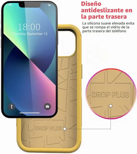 Vista 4 de Diverbox - Funda para iPhone 13 a prueba de golpes y a prueba de gotas y de polvo, resistente funda de protección para el iPhone 13 de Apple
