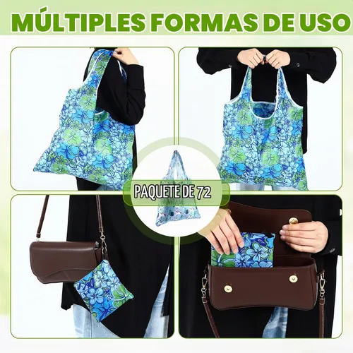 Vista 4 de Paterr 72 Pcs Reusable Grocery Bags Foldable Shopping Bag Waterproof Shopper Cute Bag Large Machine Washable Grocery Tote
