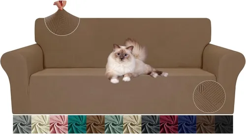 Vista 50 de JIVINE - Funda para sofá biplaza, 1 pieza elástica para sofá de 2 cojines, protector de muebles con parte inferior elástica para niños y mascotas