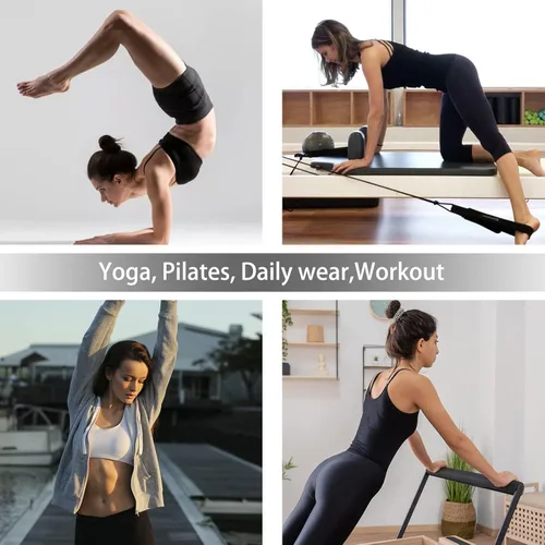 Vista 7 de ANOTHER CHOICE Traje de entrenamiento de 2 piezas para mujer, conjunto de yoga de punto acanalado de cintura alta, pantalones cortos sin costuras
