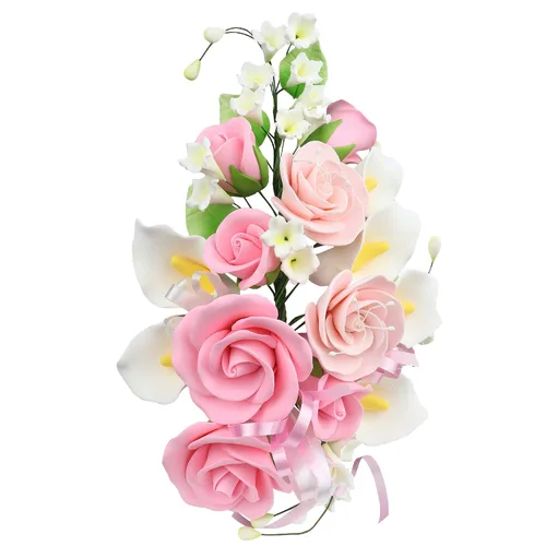 Vista 24 de O'Creme Aerosol de Flor de Masa de Goma, Rosa Blanca 6x8 - Flores Comestibles para Decorar Pasteles - Decoraciones de Flores para Tartas, Caramelos