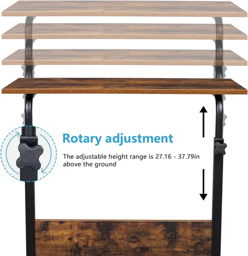Vista 4 de Mesa auxiliar de sofá con ruedas, escritorio pequeño extraíble, mesa de café con ruedas ajustable en altura, escritorio elevador para computadora